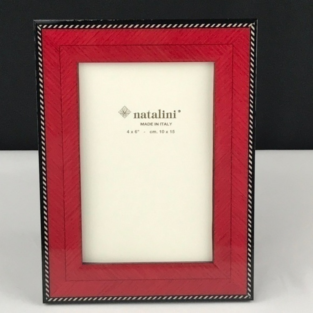 Natalini, Wood frame 4”x6”. Red/Trim. NWT